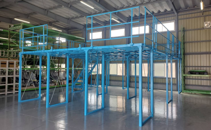 倉庫の天井高を活かして収納量を約2倍にできるパレットステージ